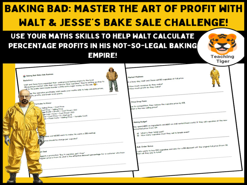 Baking Bad: Bake Sale Business - Percentages & Profit Calculations for GCSE Stude
