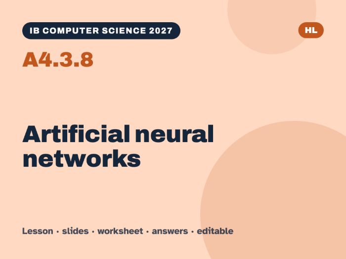 IB Computer Science 2027 – A4.3.8 Artificial neural networks – Lesson & Worksheet