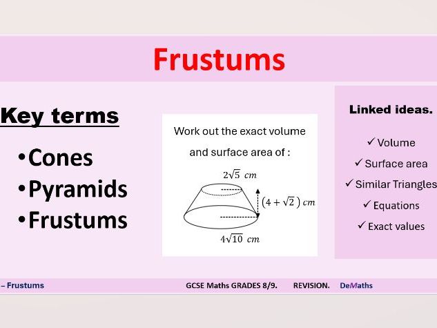 Frustums - Revision for Grades 8/9 - PPT