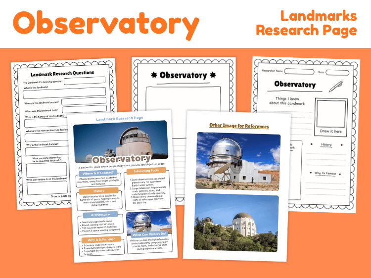 Observatory Landmark Research Project | Astronomy & Geography Worksheets