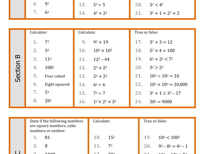 Square and cube numbers