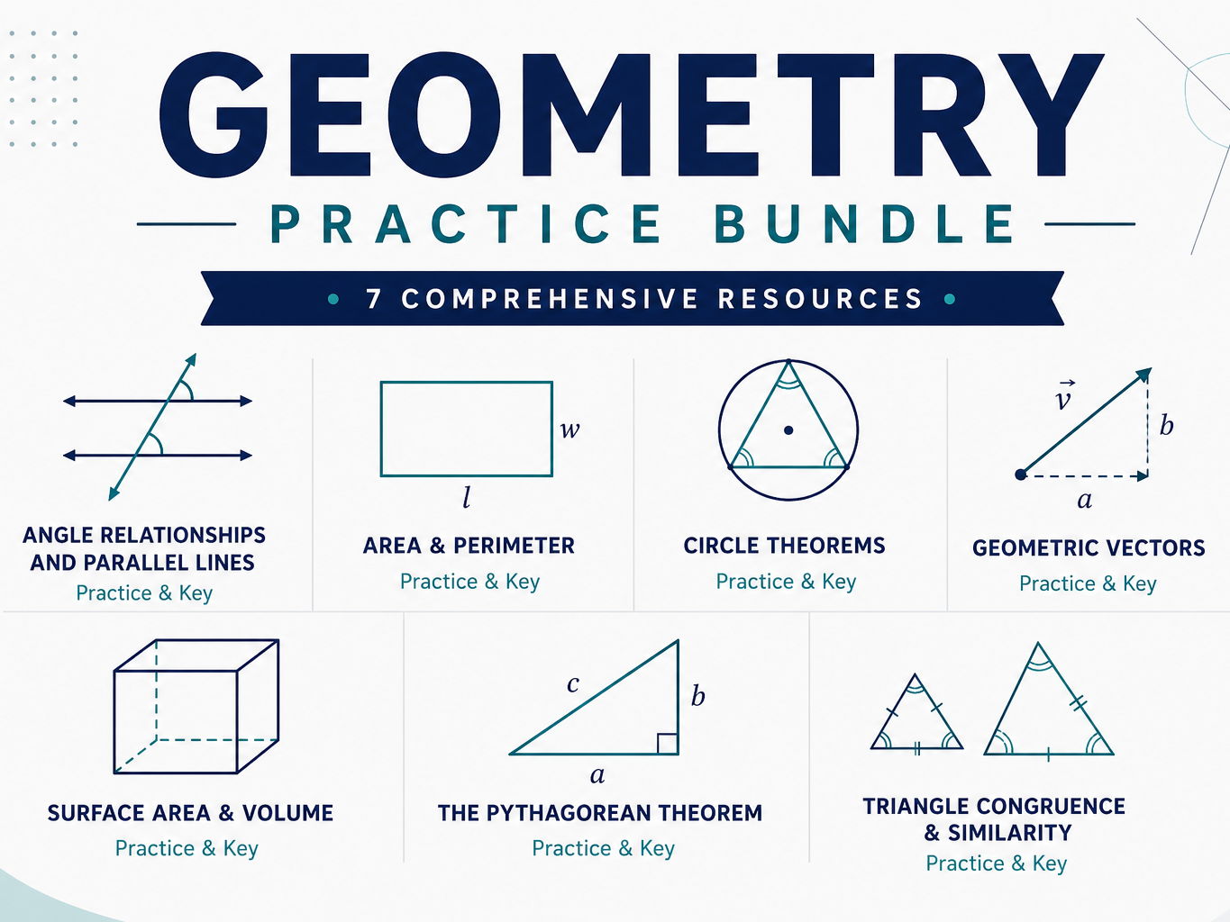 Geometry Core Concepts Comprehensive Worksheet Bundle