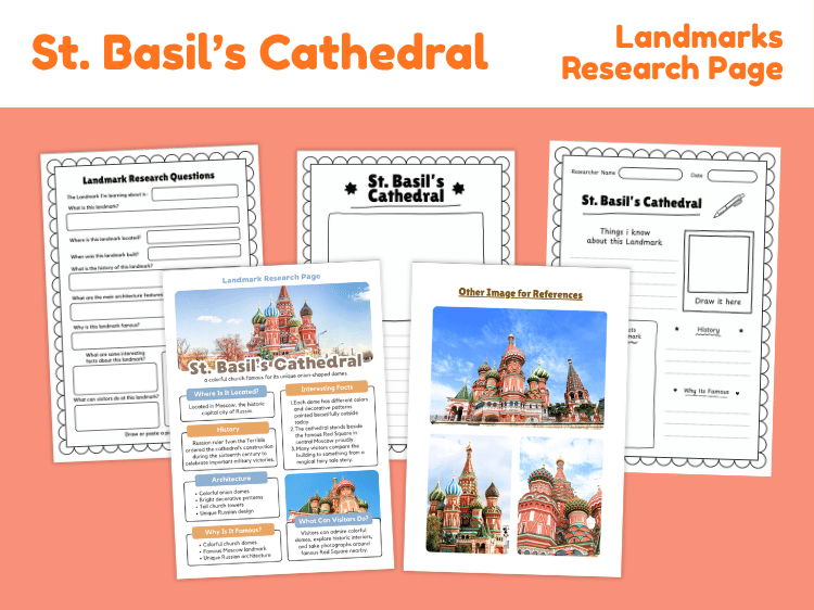 St. Basil’s Cathedral Research Project | Famous Landmarks Worksheets