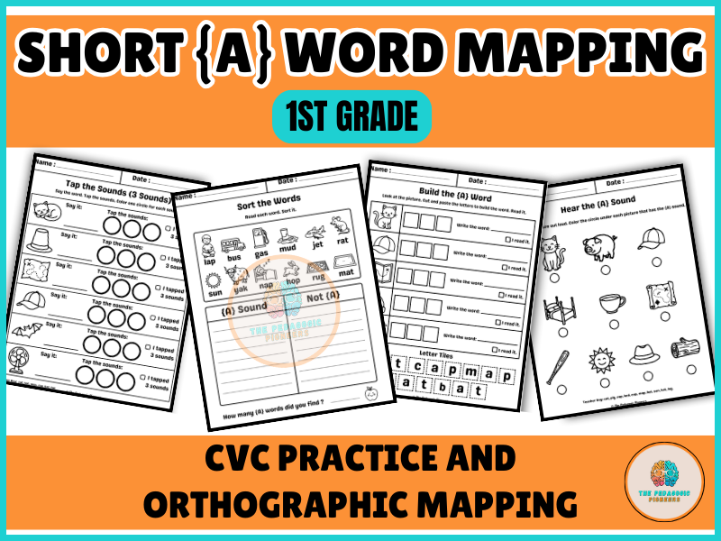 Short A CVC Word Mapping Phonics Worksheets