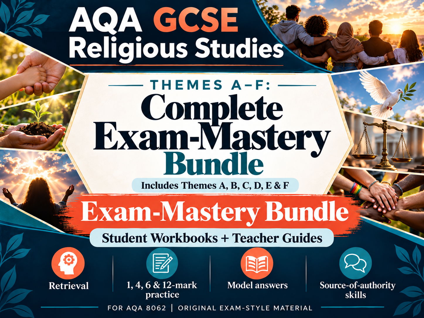 AQA GCSE Religious Studies Themes A–F Complete Exam-Mastery Bundle | 8062 | Revision, Exam Practice & Model Answers