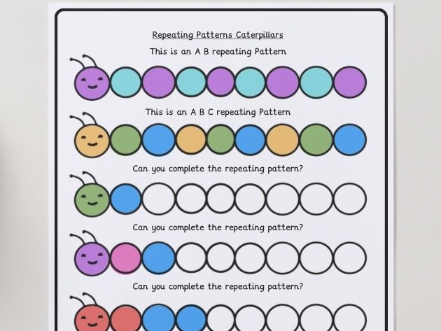 Caterpillar Repeating Patterns Sheet