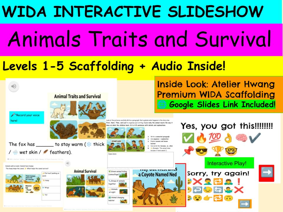 WIDA Grades 2-3 Animals Traits and Survival | Interactive Google Slides