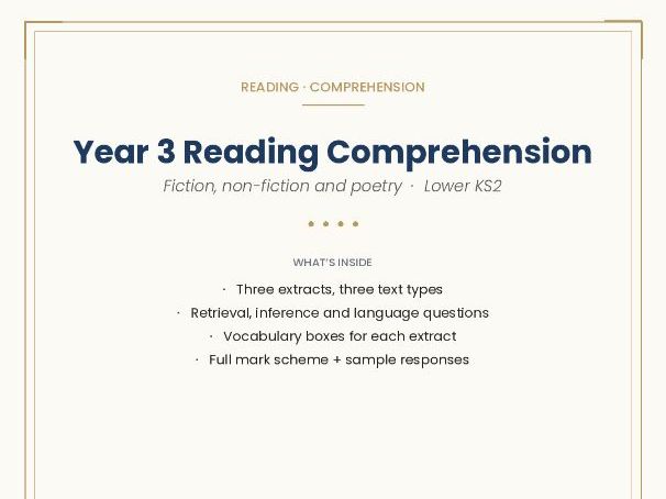 Year 3 Reading Comprehension Pack