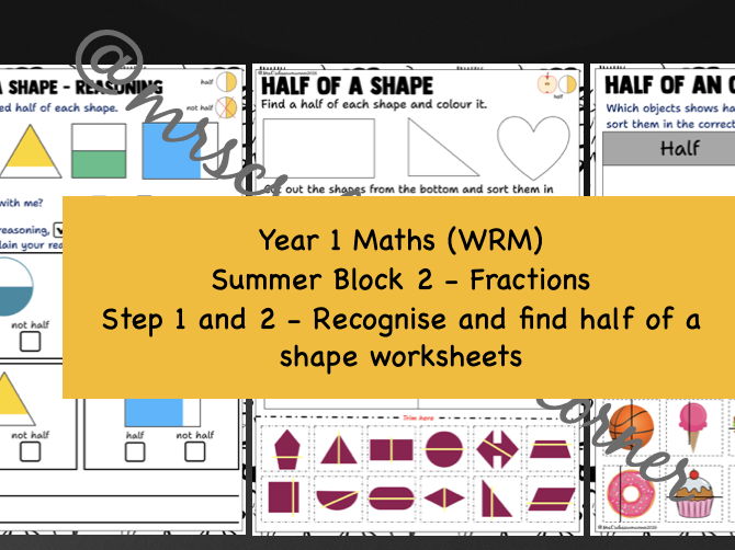 Year 1 Fractions: Recognise and find half of... Activity Pack