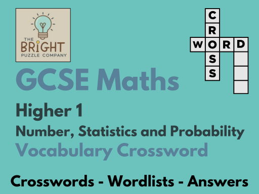 GCSE Maths - Higher 1 - Vocabulary Crosswords - Numbers, Statistics & Probability - 21 puzzles