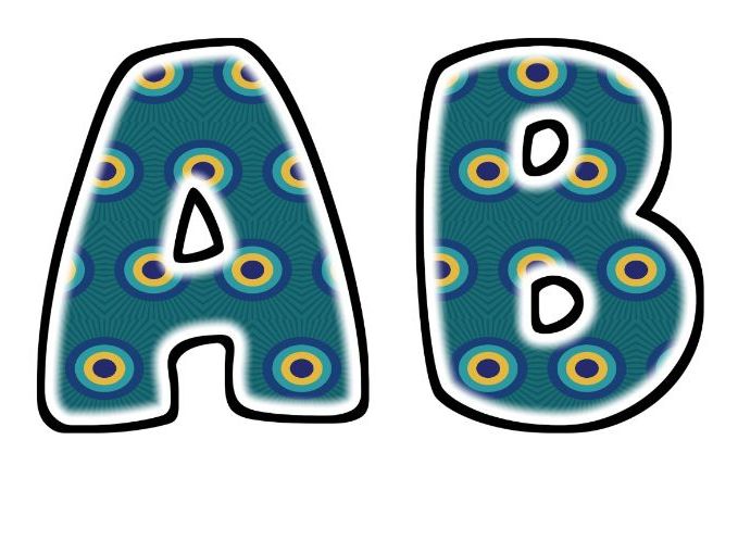 Peacock Feather Glow Bubble Letters | Bulletin Board Letters | Classroom Display Pack