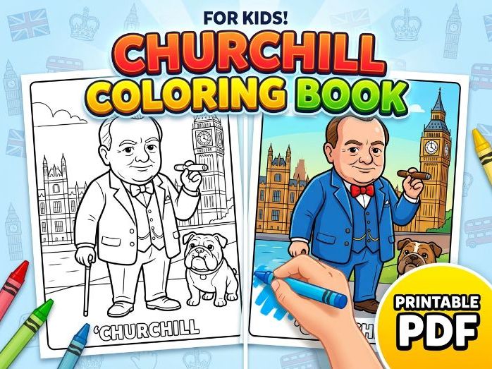 Winston Churchill Coloring & Activity Book | 25+ Pages | National Winston Churchill Day April 9