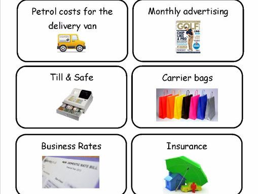 Start up running costs sorting cards