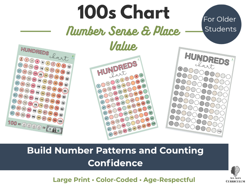 Hundreds Chart | Large-Print Number Sense for Older Learners