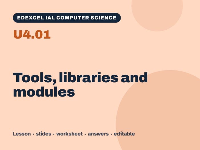 Edexcel IAL Computer Science – U4.01 Tools, libraries and modules – Lesson & Worksheet