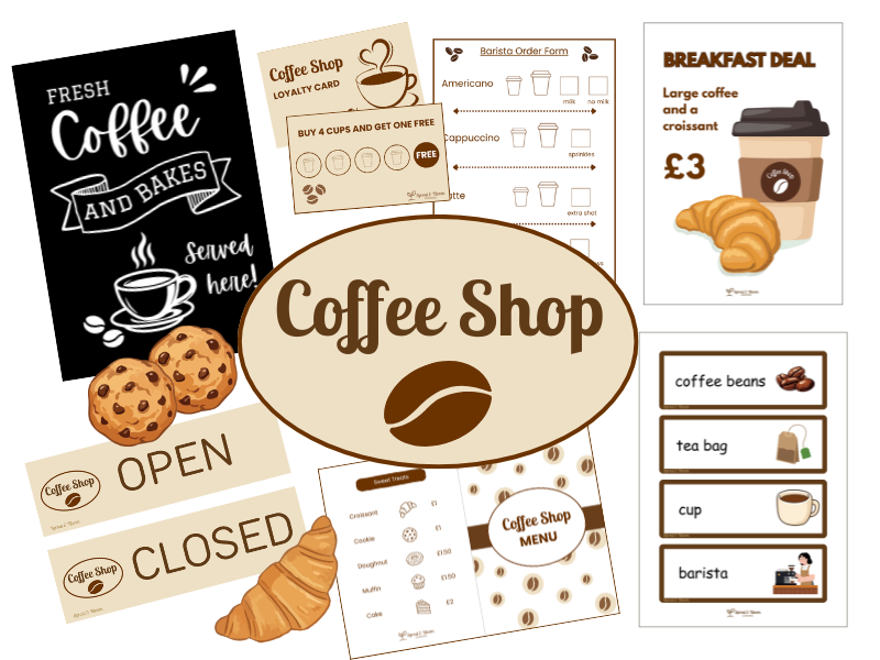 Coffee Shop Role Play Printable Set | EYFS- KS1