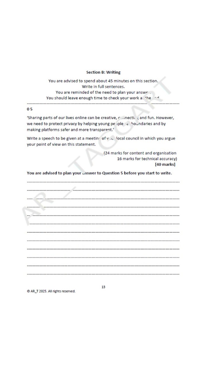 One AQA 2026 English Language Paper 2 Mock | AO Grids - (inf ...