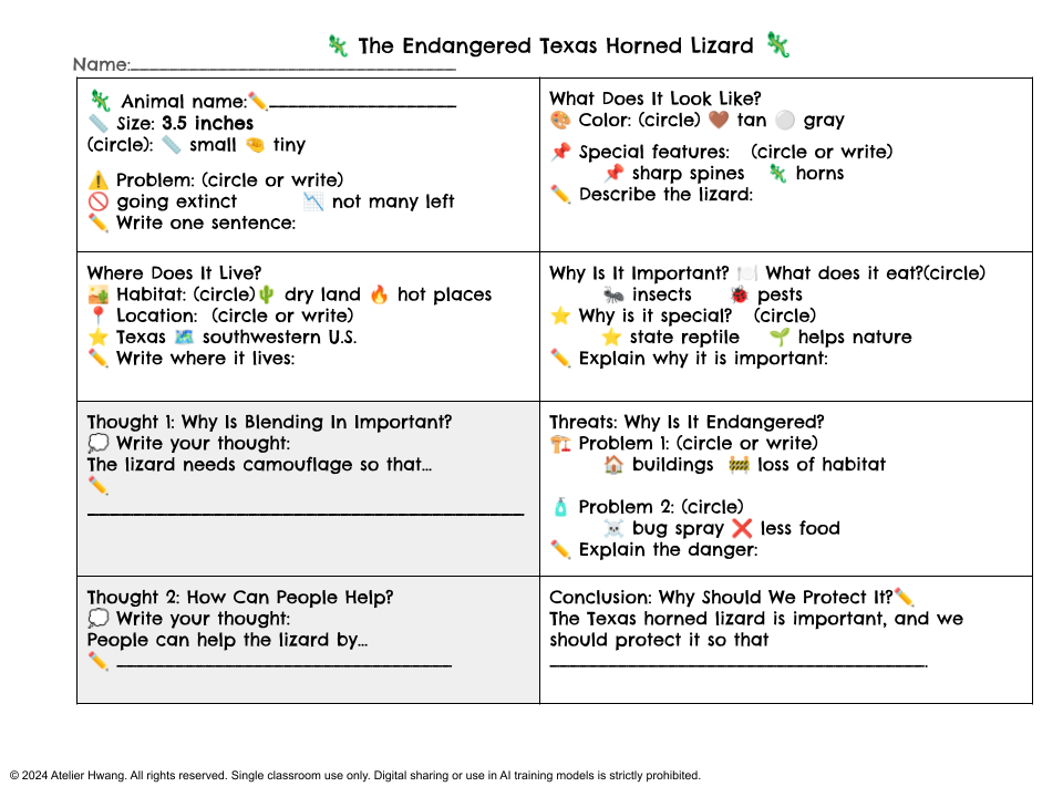 Grade 4 Writing | Research Report: Endangered Texas Horned Lizard (Module 9)