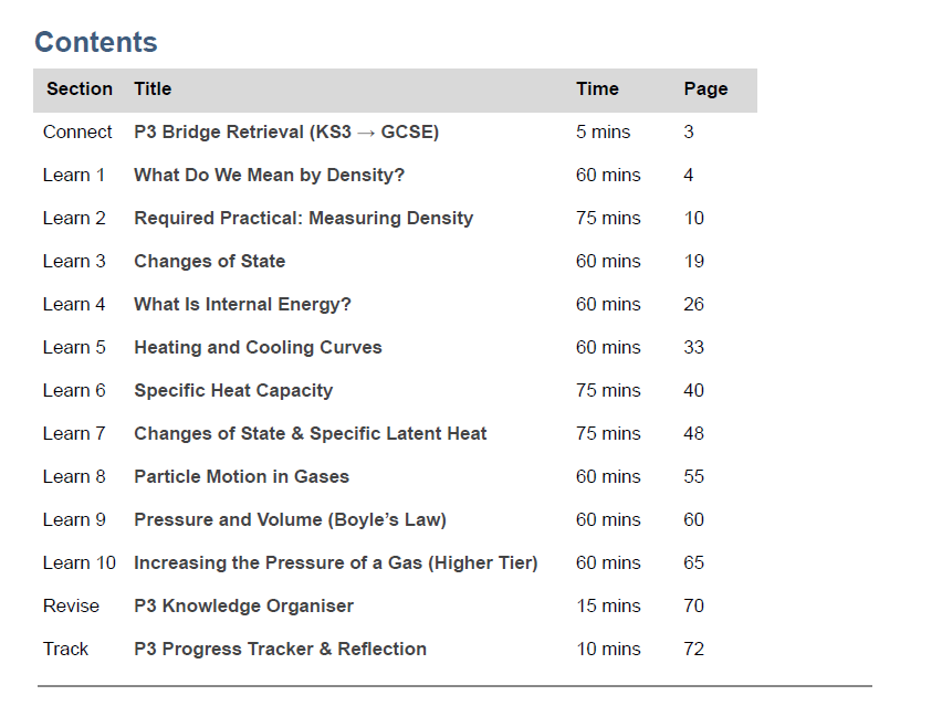 Explain Clearly: GCSE Physics — Particle Model of Matter (P3) Workbook + Teacher Answer Booklet