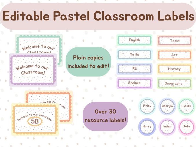 Editable Pastel Organisation Bundle | Classroom Labels