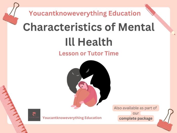 Characteristics of Mental Ill Health PSHE Lesson