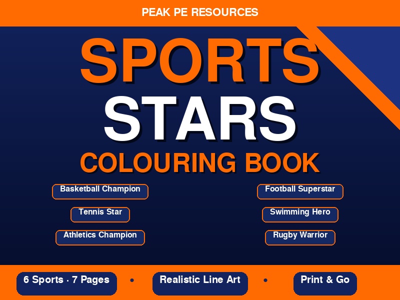 Sports Stars Colouring Book | Multi-Sport | PE Activity | KS1 KS2 | Primary School Resource