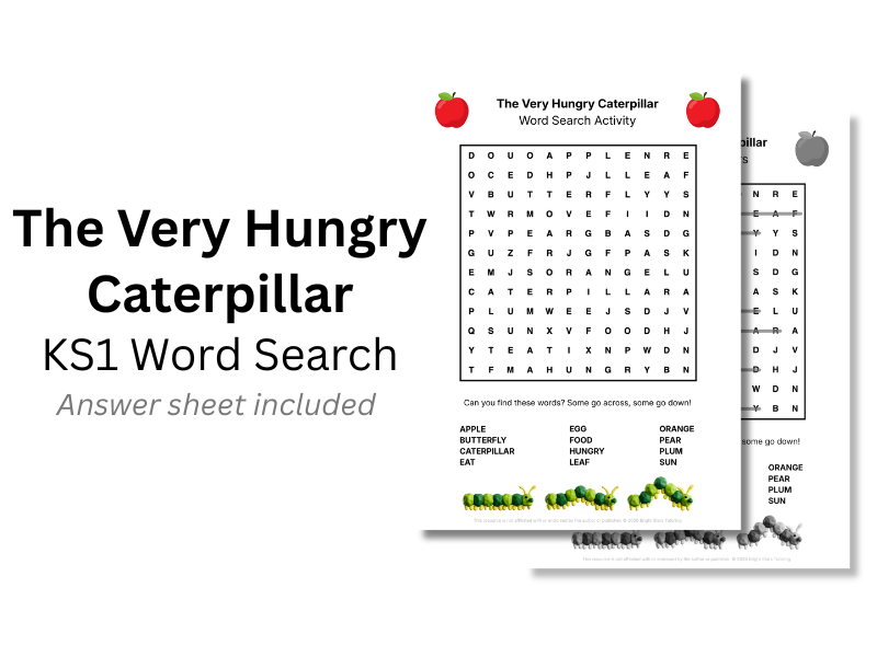 FREE! The Very Hungry Caterpillar KS1 Word Search Activity