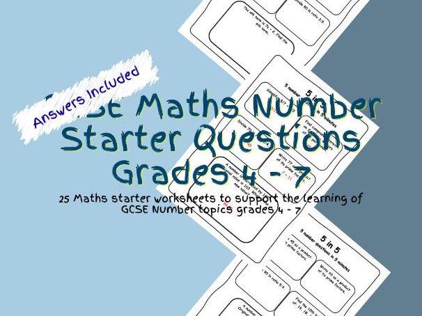 GCSE Maths Number Starter Questions Grades 4 - 7