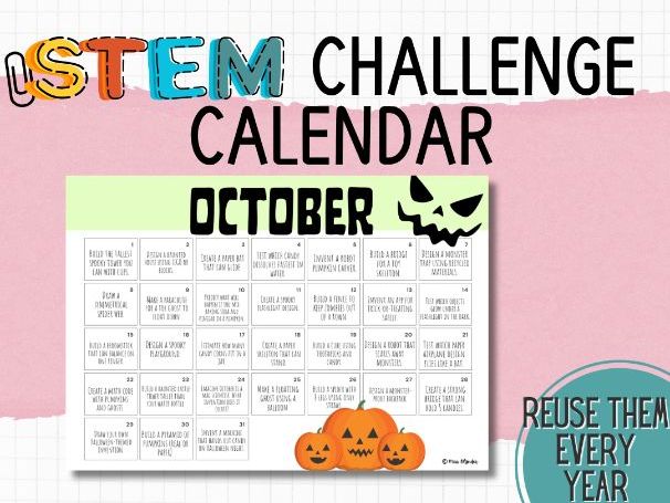STEM Challenge Calendar – October | Daily STEM Activities for Primary & ESL