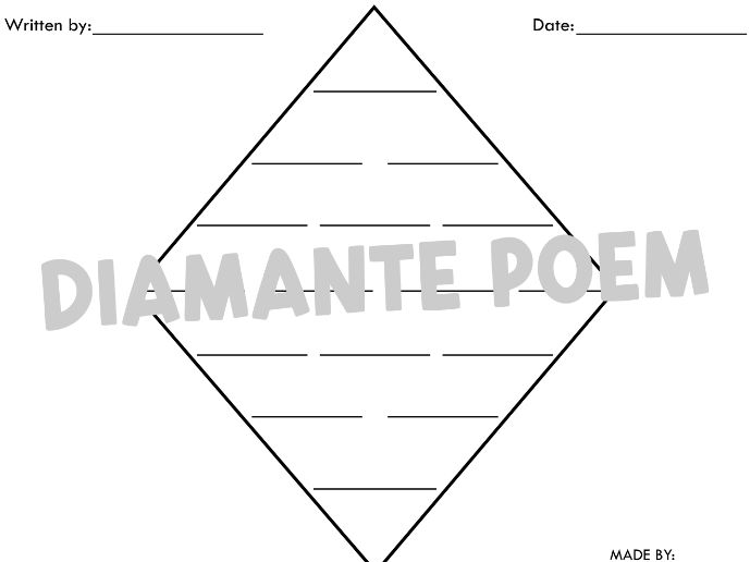 Blank Diamante Poem Template - Printable