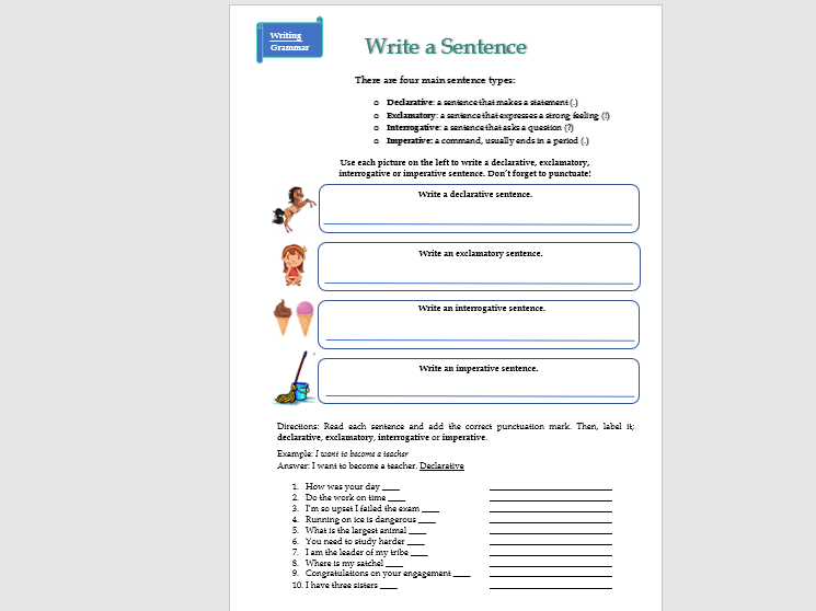 Grammar Starter on Sentence Types