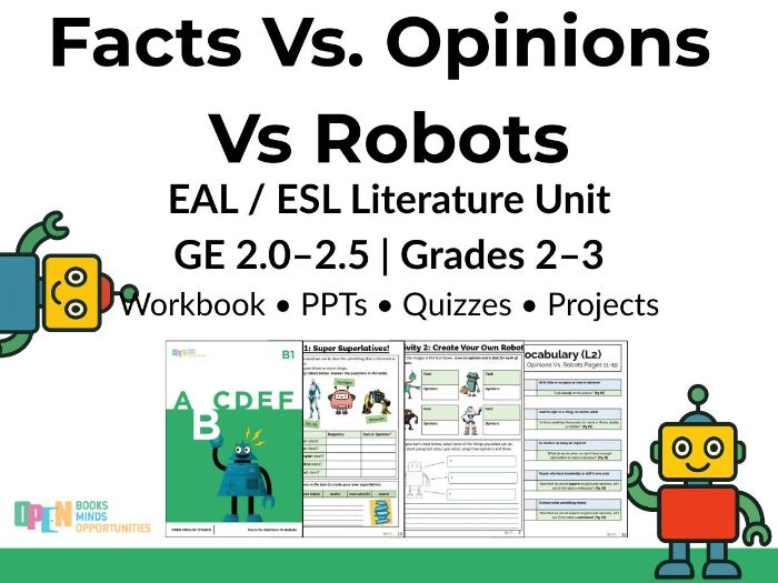 Facts Vs Opinions Vs Robots - EAL/ESL Literature Unit (GE 2.0-2.5)