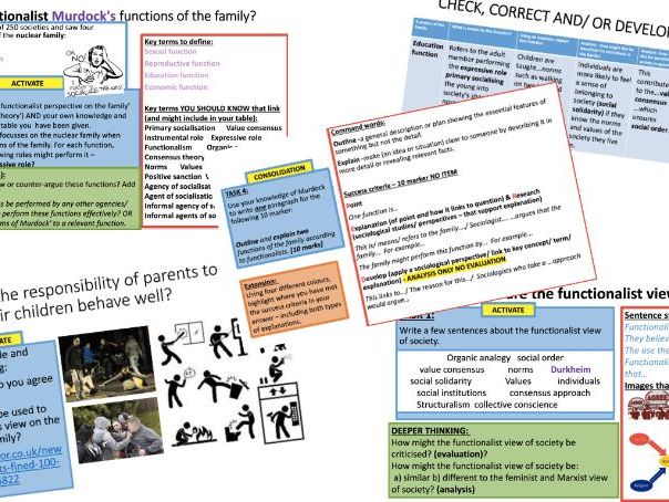 AQA A-level Sociology Families: Theories of the family - Murdock’s four functions of the family