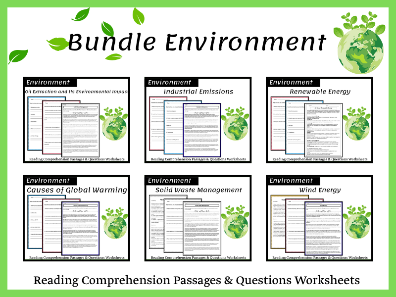 Environment Bundle Reading Comprehension Passages & Questions Worksheets