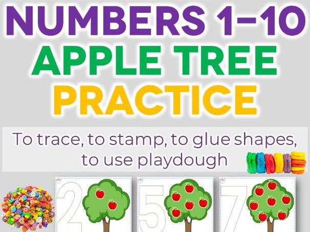 Apples Counting Math Number 1-10 Recognition Activities Preschool PreK Centers