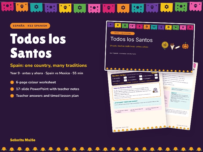 Todos los Santos in Spain: Spanish Lesson on Regional Traditions, Imperfect vs Present (KS3, Year 9)