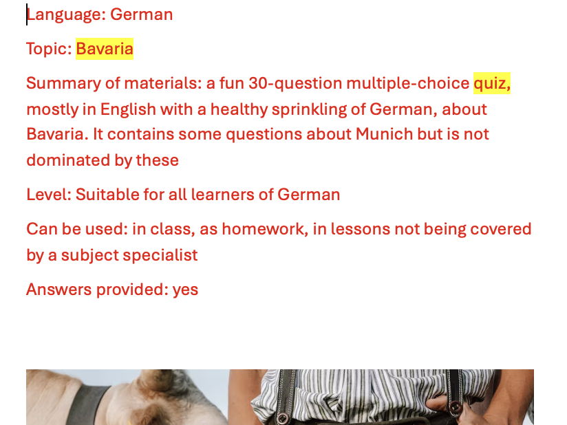 Bavaria quiz for all learners of German, multiple choice.