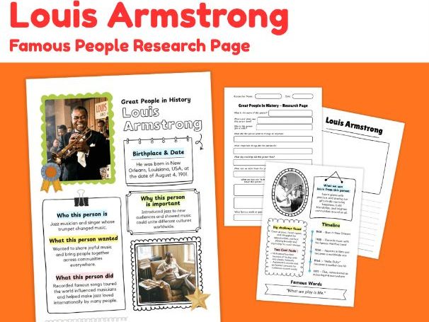 Louis Armstrong Research Project | Biography Worksheets & Black History