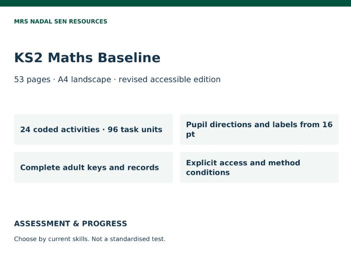 KS2 SEN Maths Baseline Assessment | 6 Domains | Secondary SEN