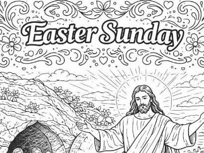 Easter Sunday Jesus Christ Resurrection Bible Story Colouring Sheet