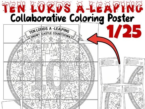 Ten Lords a-Leaping Collaborative Poster | 12 Days of Christmas Winter Activity
