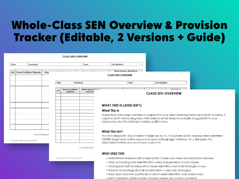 Whole-Class SEN Overview & Provision Tracker (Editable, 2 Versions + Guide)