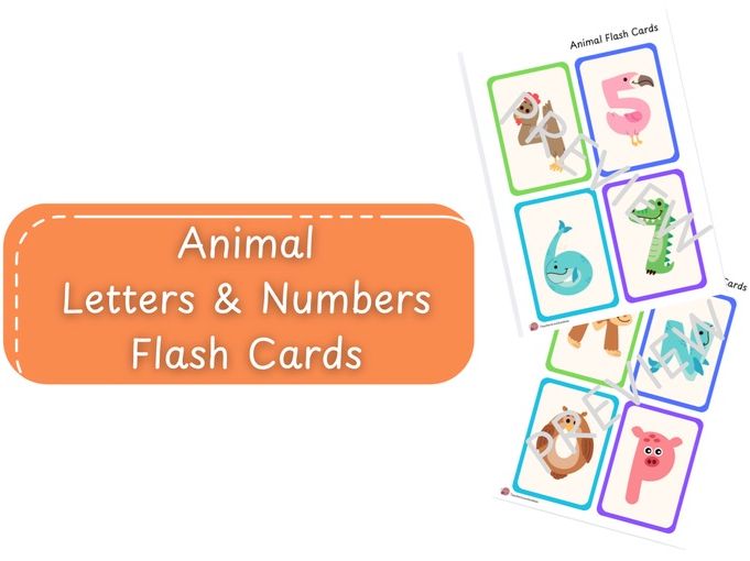 Animal Letters & Numbers (0-10) Flash Cards