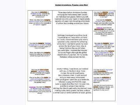 AQA Poetry Guided Annotations: Poppies (Jane Weir)