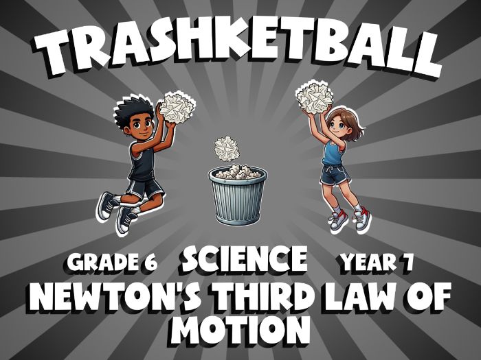 Newton's Third Law of Motion TRASHKETBALL Science Game | No-Prep Year 7 Review Activity