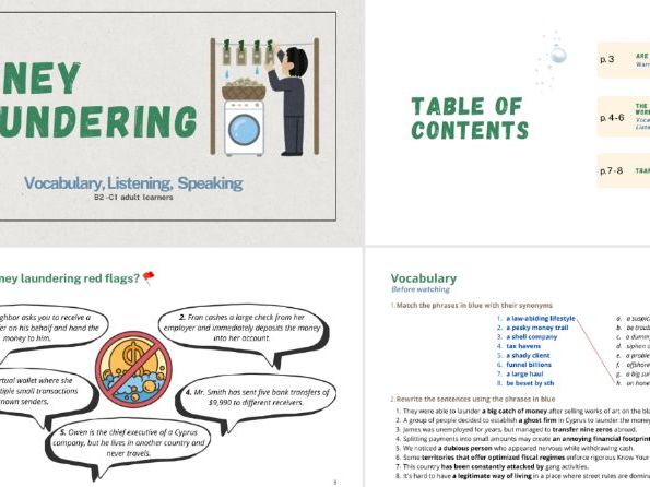 Money laundering (extract)_vocabulary, listening and speaking worksheet