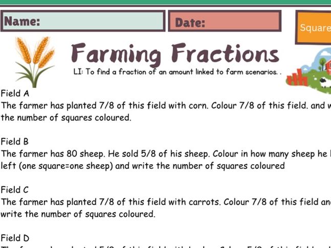 Fractions based on farming Differentiated (Fractions of an amount)