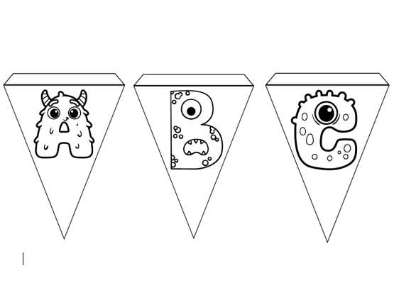 26 Page 'Colour Your Own' Alphabet Bunting - Cute Monster Themed - Halloween