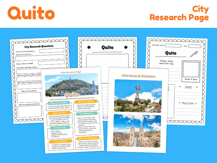 Quito City Research Project | Geography & Landmark Worksheets