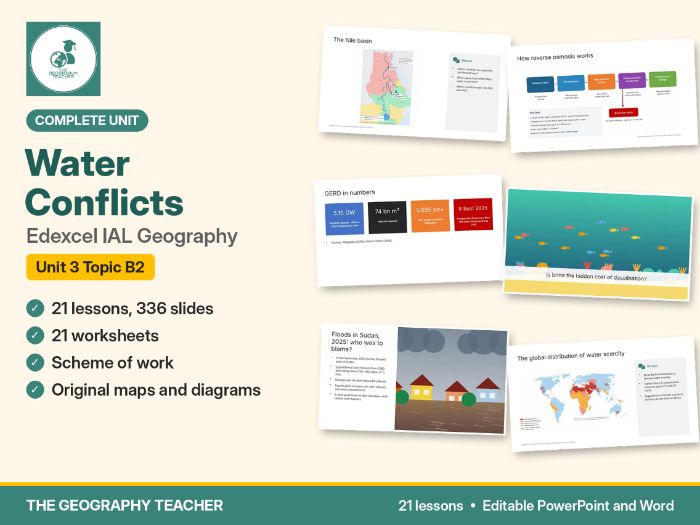 Water Conflicts Complete Unit (21 Lessons) – Edexcel IAL Geography Unit 3 Topic B2